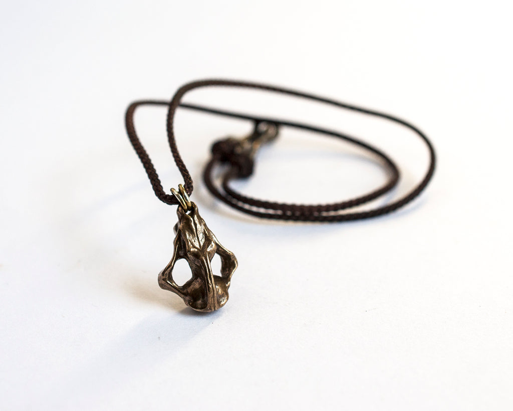 Fox Skull Necklace, Brass