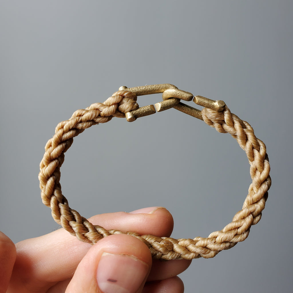 Sister Clasp Bracelet, Brass / Hand Braided
